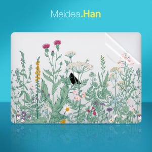 Clear Macbook Decal: Custom Flower Sticker, Personalized Laptop Art