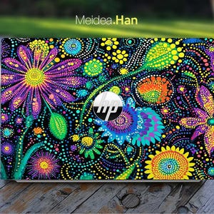 Hp Laptop Skin Logo Protection Custom Sticker Polka Dot Flower Art Design Vinyl Decal for Spectre Envy Pavilion Victus Omen Elite Probook