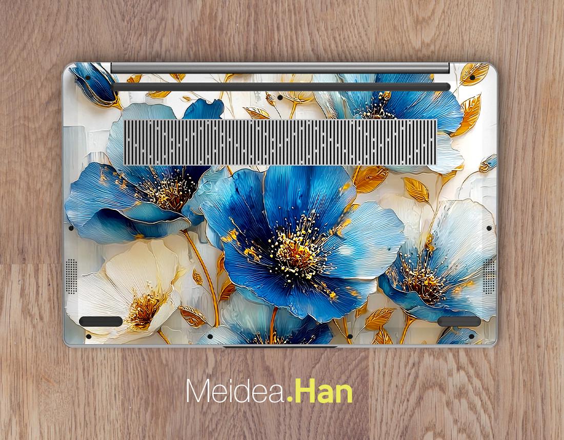 Inspiron 7706 Laptop Skin Bridesmaid Gift Custom Sticker Blue Flower ...