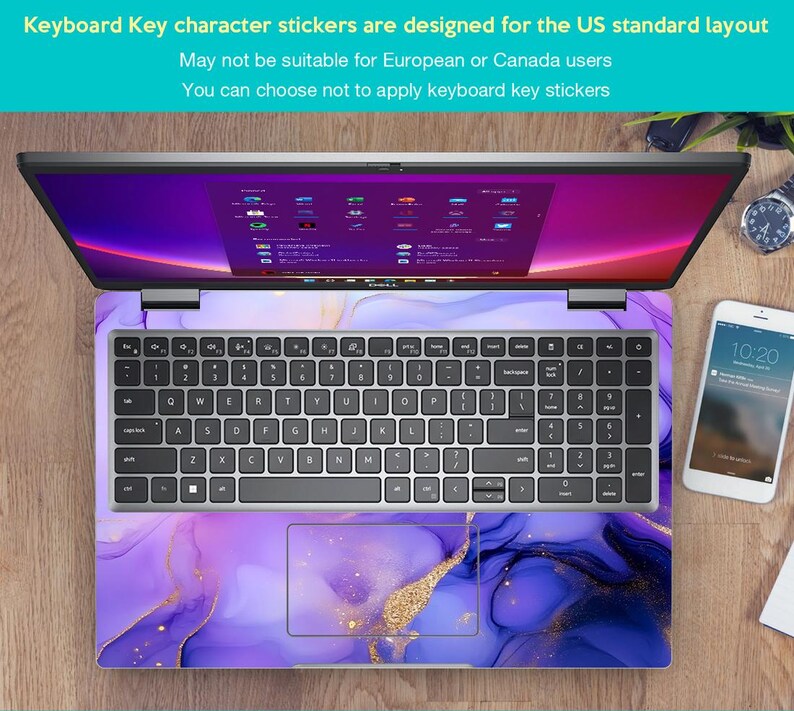 Laptop Skin Lenovo Decal Thinkbook 15 G Custom Sticker Purple Marble Design Gift for Women for Lenovo Slim Legion Ideapad Thinkbook Thinkpad image 4