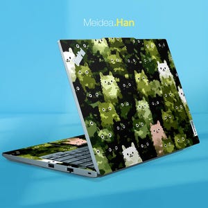 ラップトップ デカール ThinkPad E14 Gen 2 ビニール デカール カスタム カモフラージュ キャット スキン デザイン Lenovo Legion Thinkpad Thinkbook Ideapad 用