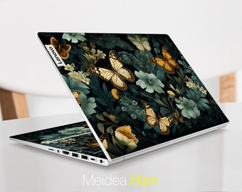 Skins pour ordinateur portable Lenovo Ideapad 3 vinyle autocollant personnalisé noir esthétique motif papillon pour yoga Legion Thinkpad Thinkbook