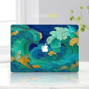 Macbook Air Skin Personalized Gift Blue Unique Ripple Design Macbook Pro Protective Film Macbook Decal Personalized Vinyl Wrap Sticker