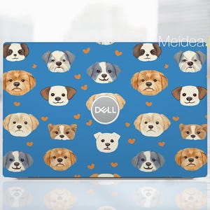 Laptop Stickers Accessories Dell Skin Logo Protection Vinyl Decal Cute Puppy Pattern Design for Her Xps Latitude Inspiron Alienware Precison