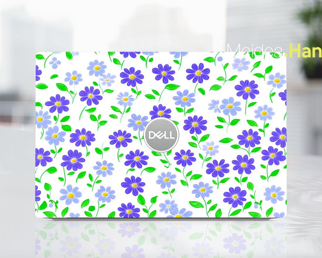 Dell Laptop Sticker Custom Skin Art Vinyl Cute Decal Purple Floral ...
