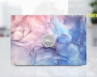 Housse personnalisée bleue pour ordinateur portable, Dell Xps 15 9500, cadeau fait main, vinyle motif couleurs artistiques pour XPS Latitude Inspiron Vostro Precision