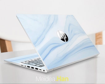 Custom Laptop Skins Hp Accessories Vinyl Decals Personalization Gift Blue Marble Texture For Spectre Envy Pavilion Victus Omen Elite Probook