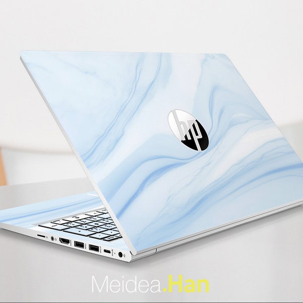 Custom Laptop Skins Hp Accessories Vinyl Decals Personalization Gift Blue Marble Texture For Spectre Envy Pavilion Victus Omen Elite Probook