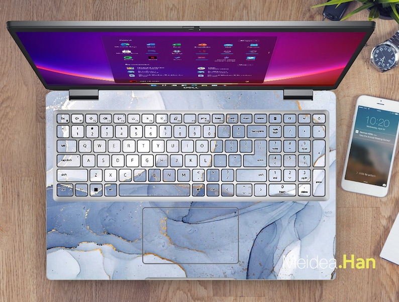 Hp Elitebook Laptop Skin Personalized Customizable Gray Marble Etsy