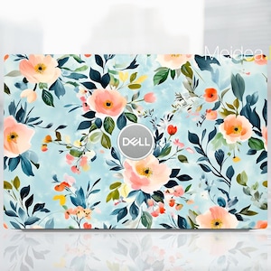 Precision 3590 Laptop Skin Dell Accessories Vinyl Decals Blue Sticker Watercolor Floral Pattern for Xps Latitude Inspiron Alienware Precison