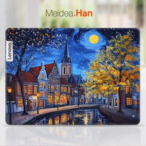 Lenovo yoga 7 16 gen8 Skin Custom Sticker Vinyl Decal Unique Gift Night Scene Oil Painting Design For Legion Yoga Thinkpad Thinkbook Ideapad