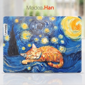 lenovo Laptop skins 16 Inch Sticker Custom Decal Sleeping Cat Design Gift For Women For Lenovo Slim Legion Ideapad Yoga Thinkbook Thinkpad