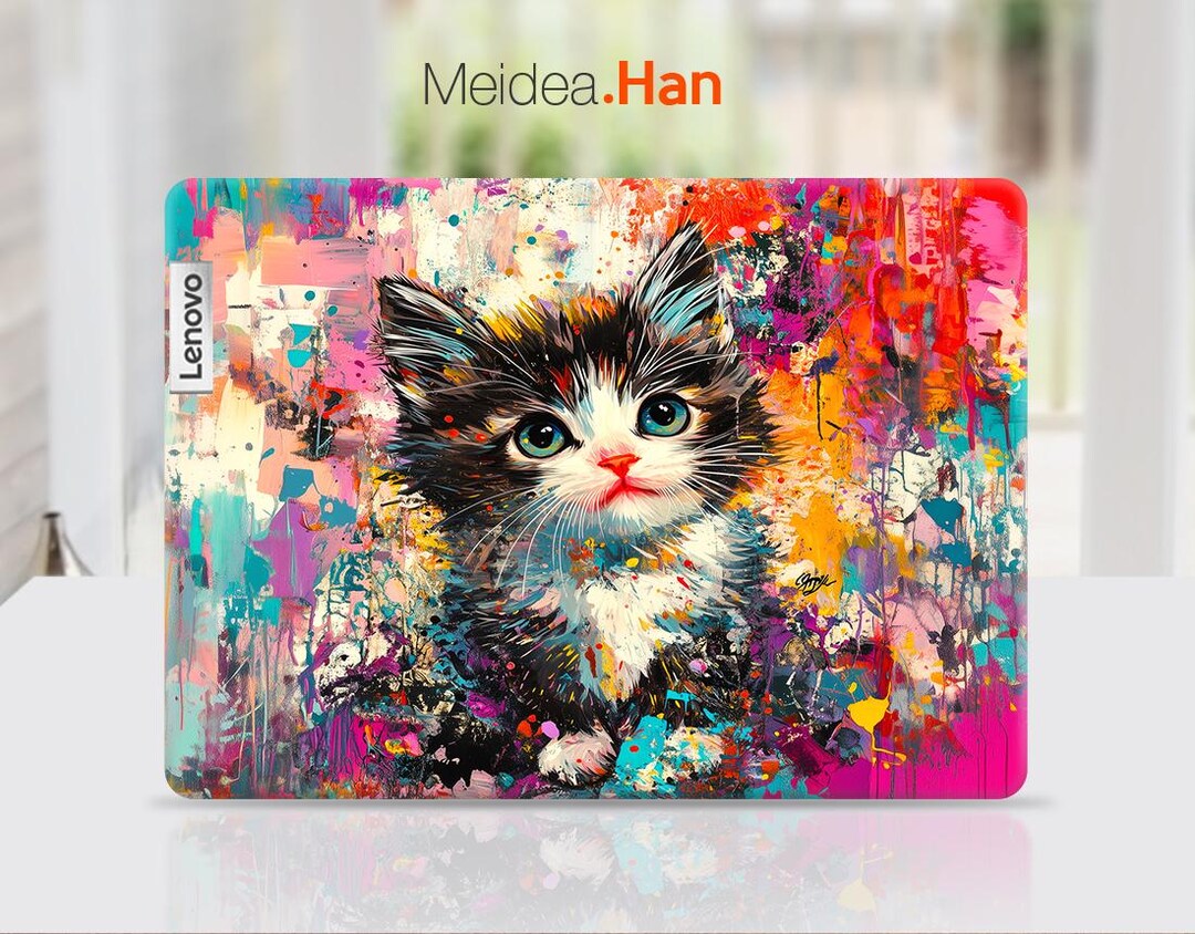 Lenovo Laptop Skin 15inch Custom Decal Cute Oil Painting Cat Design ...