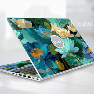 Laptop Decal Dell Inspiron 7445 2-in-1 Personalized Gift Blue Lotus Vinyl Sticker for XPS Latitude Inspiron Vostro Alienware Precision