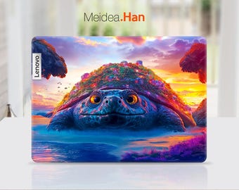 Custom Laptop Skin Lenovo Accessories Vinyl Decal Gift for Him Art Sticker Cartoon Turtle Design for Legion Yoga Thinkpad Thinkbook Ideapad