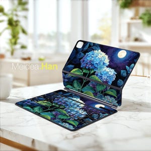 Magic Keyboard Folio Tablet Sticker Blue Hydrangea Pattern Suitable for Magic Keyboard Smart Keyboard Folio and Magic Keyboard Folio