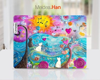 Lenovo Slim 7 Laptop Decal Custom Vinyl Decal Art Sticker Colorful Oil Painting Cat Design for Legion Yoga Thinkpad Thinkbook Ideapad Series