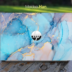 Hp Laptop Skin  Envy X360 Personalized Customizable Marble Texture Blue Abstract Vinyl  For Spectre Envy Pavilion Victus Omen Elite Probook