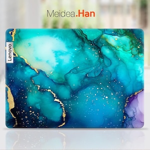 Laptop Skin Lenovo Accessories Gift for Her Personalized Decal Custom Sticker Green Marble Design for Yoga Legion Thinkpad Thinkbook Ideapad