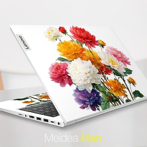 Laptop Skin for Yoga 7 2-in-1 14AKP10  Personalized Decal Colorful Flower Design Vinyl Gift for Slim Legion Yoga Ideapad Thinkbook Thinkpad