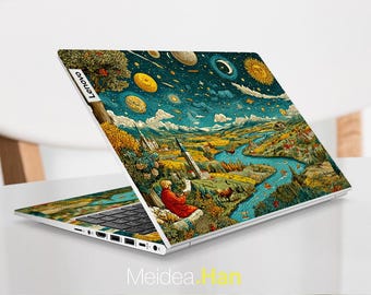 Película protectora para portátil Yoga 7 2 en 1 16AKP10, calcomanía de vinilo personalizada con diseño de Dream Town, adecuada para Yoga Legion, Thinkpad y Thinkbook