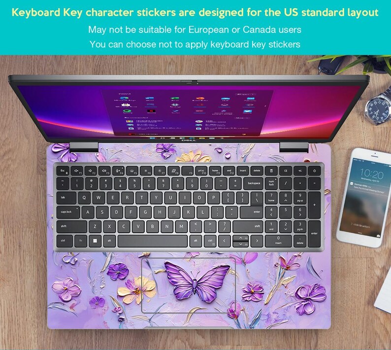 Lenovo Laptop Protective Film ThinkPad X1 Personalized Gift Purple Flower Design for Women for Slim Legion Ideapad Yoga Thinkbook Thinkpad image 4