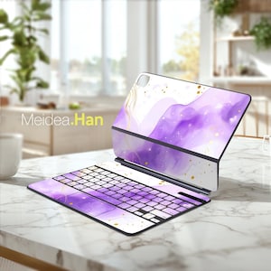Ipad 11 Folio Smart Sticker Purple Marble Pattern Magic Keyboard Sticker Personalized Gift Smart Folio Magic Keyboard Folio Vinyl Skin