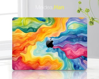 Macbook Vinyl Decal Personalized Gifts Rainbow Ripple Design Art Gifts Macbook Sleeve Macbook Sticker Macbook Skin Macbook Protection