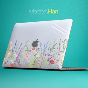 Przezroczysta skórka na Macbooka Air, spersonalizowane naklejki kwiatowe, spersonalizowane prezenty, przezroczyste naklejki z nadrukiem dla najlepszych przyjaciół na Maca, modne, przezroczyste naklejki winylowe