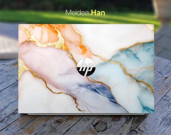 Hp Skin Top Protectant Laptop Decal Geek Gift Custom Sticker Simple Marble Design Art Display for Envy Pavilion Victus Omen Elite Probook