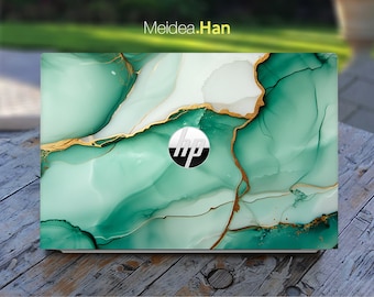 Laptop Skin Hp Spectre Decals Personalization Customizable Design Green Marble Texture For Spectre Envy Pavilion Victus Omen Elite Probook