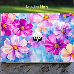 HP Omnibook 14-fh Laptop Protector Personalized Gift Custom Sticker Purple Flower Pattern for Envy Pavilion Victus Omen Elite Probook