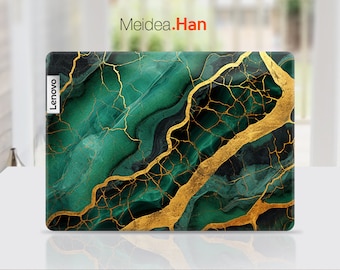 Laptop Skin Lenovo Ideapad Vinyl Decals Customizable Personalised Gold Curve Marble Texture For Legion Yoga Slim Thinkpad Thinkbook Ideapad
