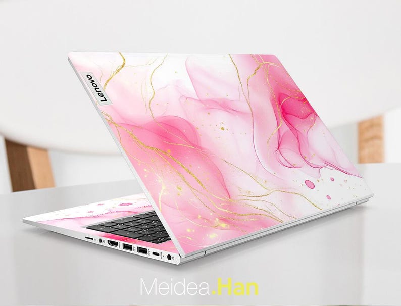 Lenovo Accessories Laptop Skin Custom Sticker Pink Marble Art Design ...