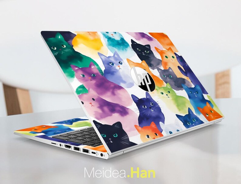 Hp 17t-cn Laptop Skin Personalized Gift Custom Sticker Watercolor Cat ...