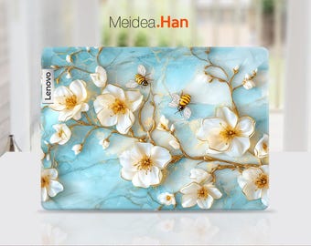 Cumputer Skin Protect Lenovo V15 G3 Iap Laptop Decal Custom Sticker Simple Flower Art Design for Legion Yoga Slim Thinkpad Thinkbook Ideapad