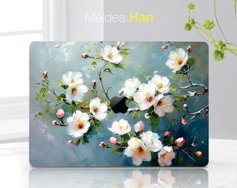 Peau de Macbook Personnalisation cadeau Belles fleurs Design Peau de protection Macbook Pro Sticker Macbook élégant présentoir d'art Sticker Macbook