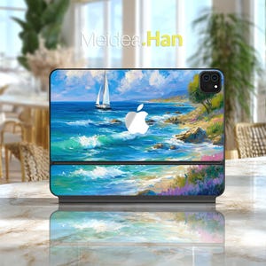 Ipad Pro 11 Smart Folio Sticker Oil Painting Seascape Design Travel Gift for Magic Keyboard Folio Smart Folio Magic Keyboard Folio