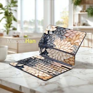 Magic Keyboard Key Skin Custom Magic Keyboard Skin Beige Floral Pattern Vinyl Sticker for Magic Keyboard Smart Folio Magic Keyboard Folio