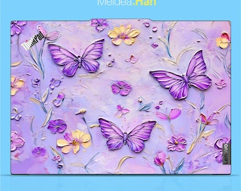 Película protectora para portátil Lenovo Thinkpad P16v Gen 2, calcomanía de vinilo con diseño de mariposas moradas para Slim Legion, Ideapad, Yoga, Thinkbook y Thinkpad.