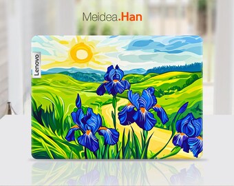 Lenovo laptop skin Cuatom sticker 2-in-1 sticker gepersonaliseerd cadeau blauwe bloem ontwerp voor Lenovo Slim Legion Ideapad Yoga Thinkbook Thinkpad
