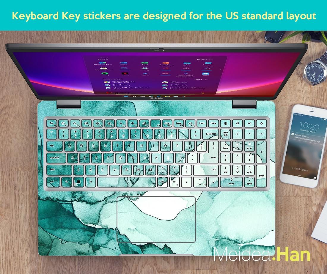 Laptop Skin Dell 5540 Vinyl Decal Protect Sticker Custom Gift Green Ink ...
