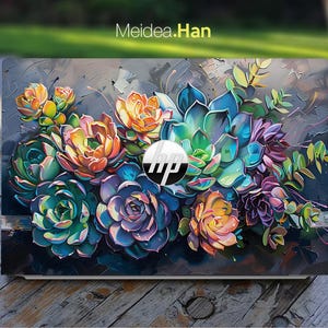 Laptop Skin Hp Envy X360 15 Personalized Custom Succulents Art Design Vinyl Gift For Her For Spectre Envy Pavilion Victus Omen Elite Probook