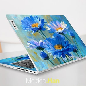 Custom Legion 7 16IRX9 Skin Lenovo Accessory Beauty Blue Oil Painting Flower Design For Legion Yoga Thinkpad Thinkbook Ideapad Series