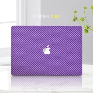 Purple Carbon Fiber Skin Macbook Laptpp Lid Personalized Gifts Mac Pro Protective Skin Stylish Apple Decal Personalized Vinyl Wrap Sticker