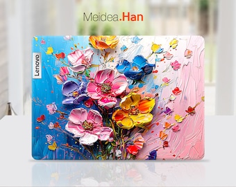 Benutzerdefinierte Laptop Haut Lenovo Zubehör Personalisierung Rosa Blumen Ölgemälde Design für Legion Yoga Thinkpad Thinkbook Notepad Serie