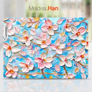 Lenovo 16 Skin verjaardagscadeau aangepaste sticker roze en witte bloem ontwerp cadeau voor haar voor Lenovo Slim Legion Yoga Ideapad Thinkbook Thinkpa