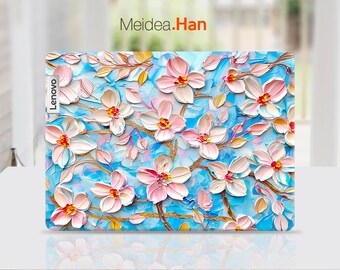 Lenovo 16 Skin verjaardagscadeau aangepaste sticker roze en witte bloem ontwerp cadeau voor haar voor Lenovo Slim Legion Yoga Ideapad Thinkbook Thinkpa
