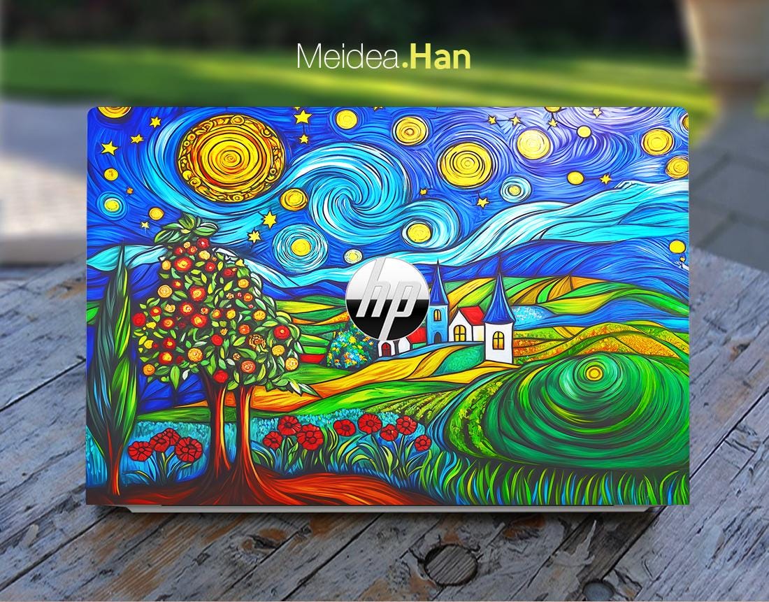 Hp Laptop Skin Abstract Oil Painting Colorful Design Art Sticker Vinyl ...
