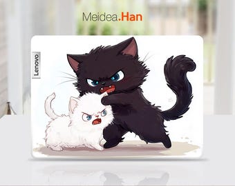 Custom Decal Lenovo Laptop Skin Vinyl Decal Custom Sticker Birthday Gift Fighting Cats Art Design for Legion Yoga Thinkpad Thinkbook Ideapad